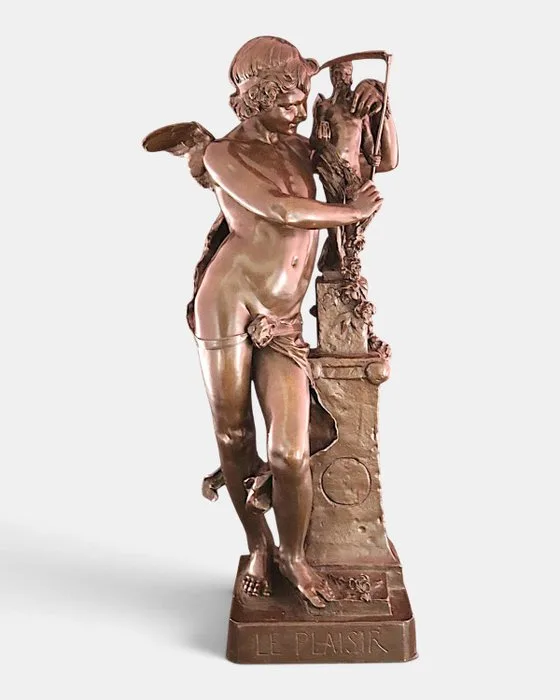 Exclusief antiek bronzen beeld - Auguste Jean Baptiste Marioton (1854-1910) - Sculpture, "Le Plaisir” - 70 cm - Bronze