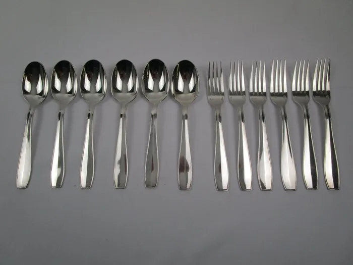 Christofle - Cutlery set - Model: Atlas - 6 tablespoons & 6 dinner forks - marked & stamped - Silverplated