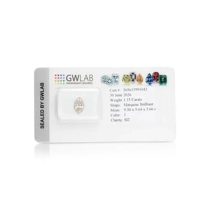 1 pcs Diamond (Natural) - 1.15 ct - Marquise - J - SI2 - Gemewizard Gemological Laboratory (GWLab)