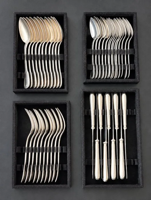 Christofle - Cutlery set (45) - Chinon - Silverplated - Monogrammed "M"