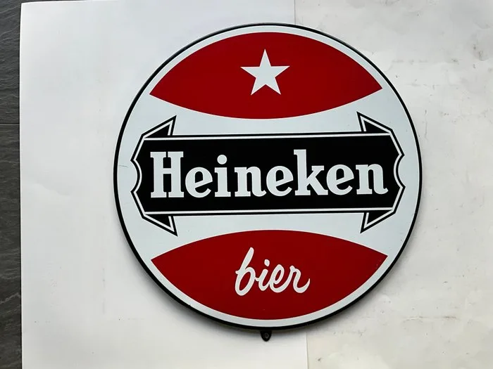 groot formaat - 57 cm - Heineken bier - Sign - Enamel