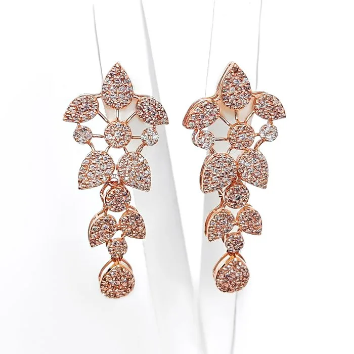 Earrings - 14 kt. Rose gold - 1.58ct. tw. Pink Diamond (Natural coloured) - IGI Certificate
