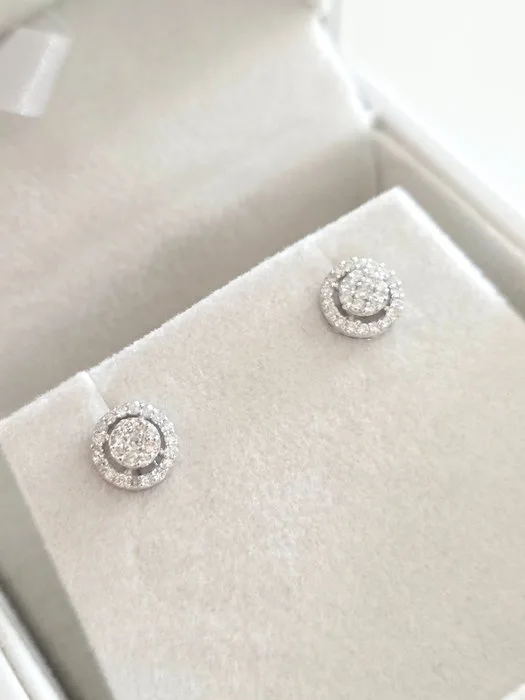 Earrings - 14 kt. White gold - 0.24ct. tw. Diamond (Natural)