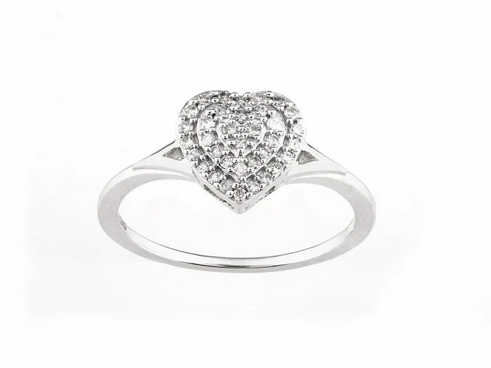 Ring - 14 kt. White gold - 0.18ct. tw. Diamond (Natural)