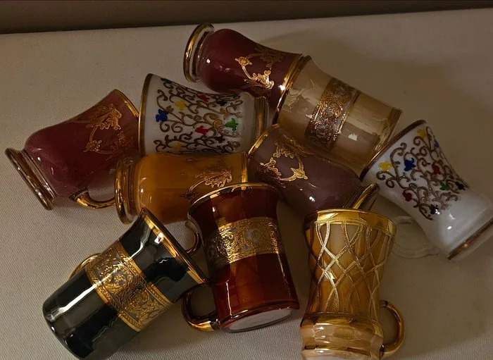 ISMIE showroom - Drinking service (10) - Luxury private Murano collection in gold - Crystal, platinum, Gold