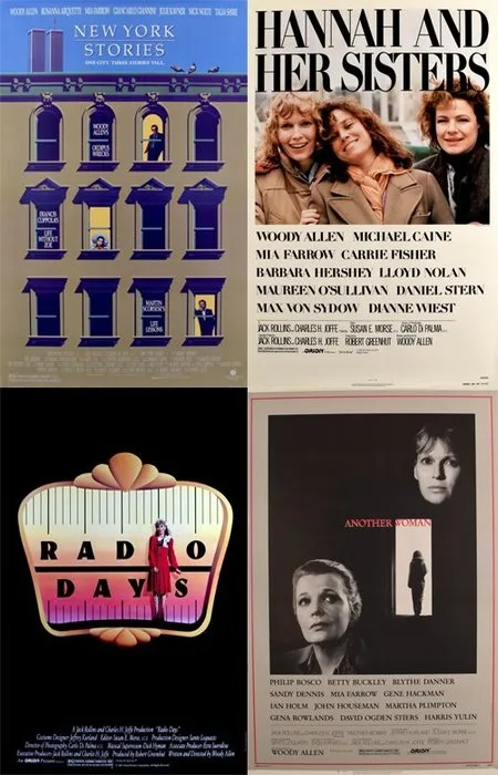 Woody Allen - Woody Allen - Rare Collection of 4 Original Vintage US Oned Sheet Movie Posters Batch - Hannah and Her Sisters - New York Stories - Radio Days - Another Woman