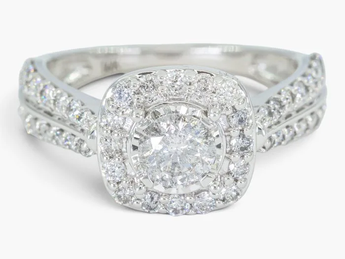 Ring - 14 kt. IGI, White gold - 1.25ct. tw. Diamond (Natural)