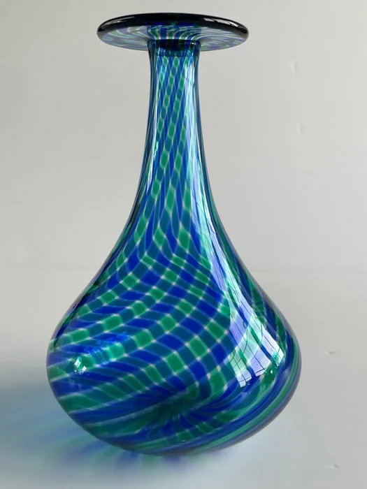 Murano - Reticello Art Glass Bottle Vase - Mid-Century - 1950-1960s - Bottle vase - Hand Blown Glass