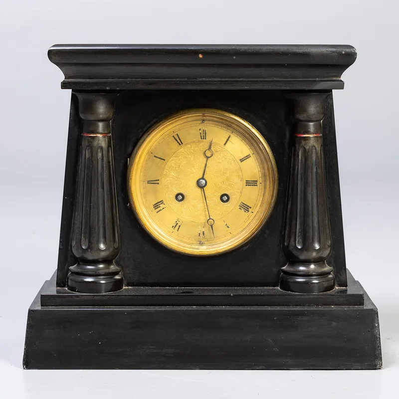 A Victorian Black Slate Mantel Clock
