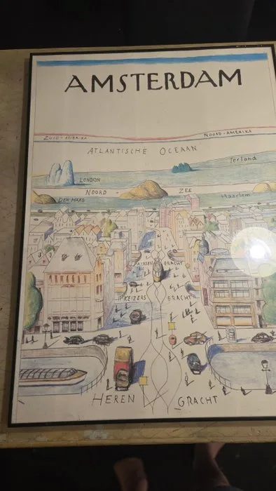 J. Staber - Amsterdam – vintage stadsplattegrond naar Saul Steinberg - 1980s