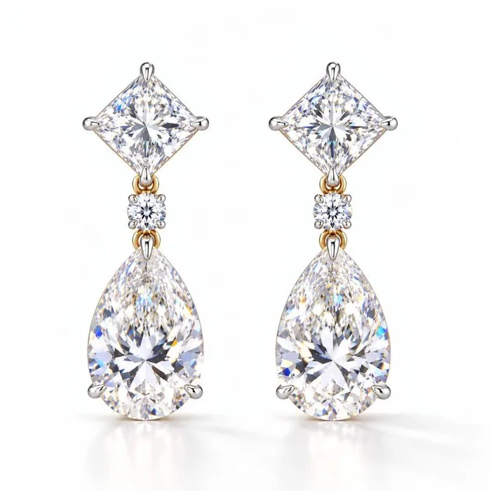 Earrings - 18 kt. Yellow gold - 5.83ct. tw. Diamond (Lab-grown) - Free shipping