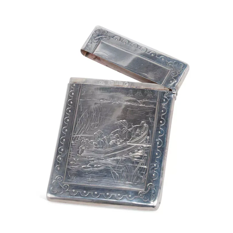 A Victorian Silver Card Case by Thomas Johnson I, London 1881, of rectangular form