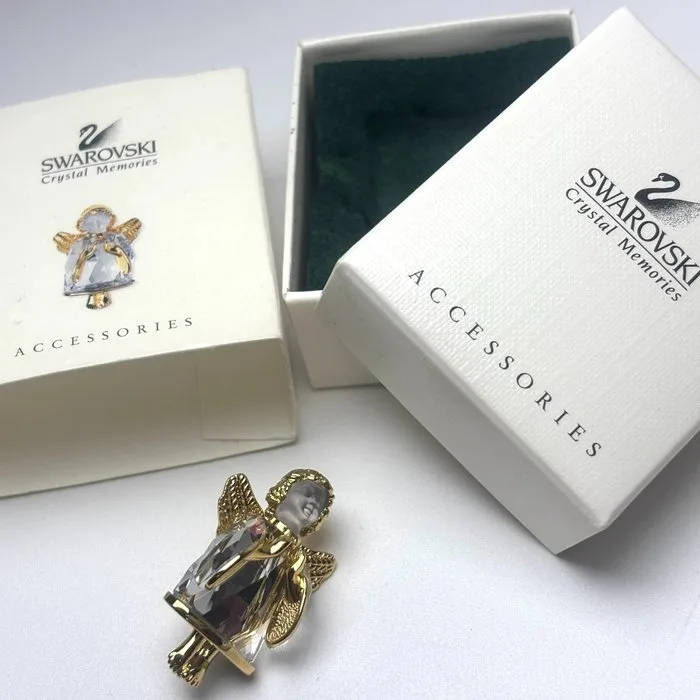 Swarovski - Figurine - Swarovski angel brooch - Crystal, Gold plated, Metal