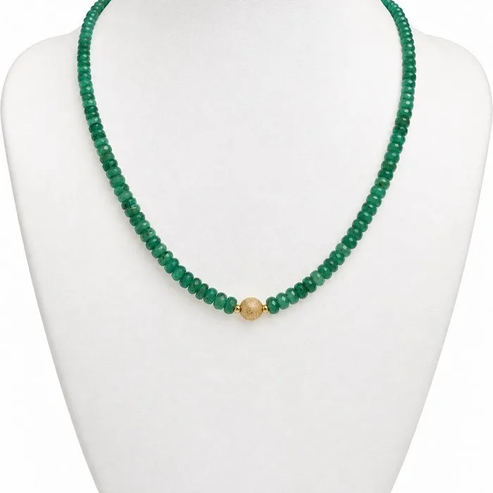 Necklace - 18 kt. Yellow gold Emerald