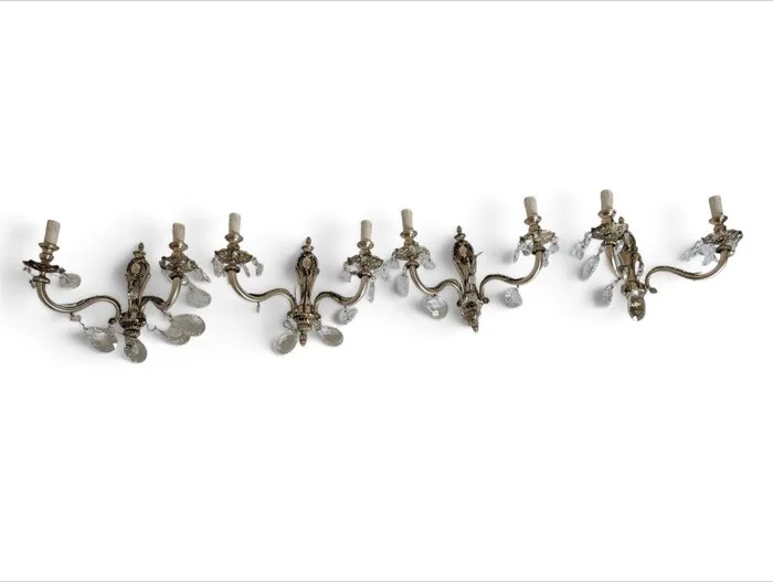 Wall sconce (4) - Crystal - Bronze with silver finish