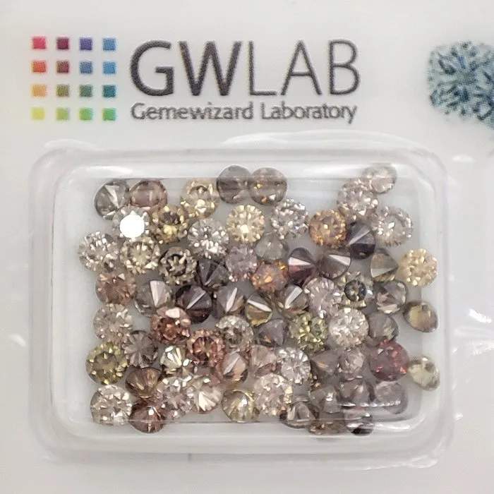 67 pcs Diamond (Natural coloured) - 4.03 ct - Round Mixed colours - VS1, SI3 - Gemewizard Gemological Laboratory (GWLab)
