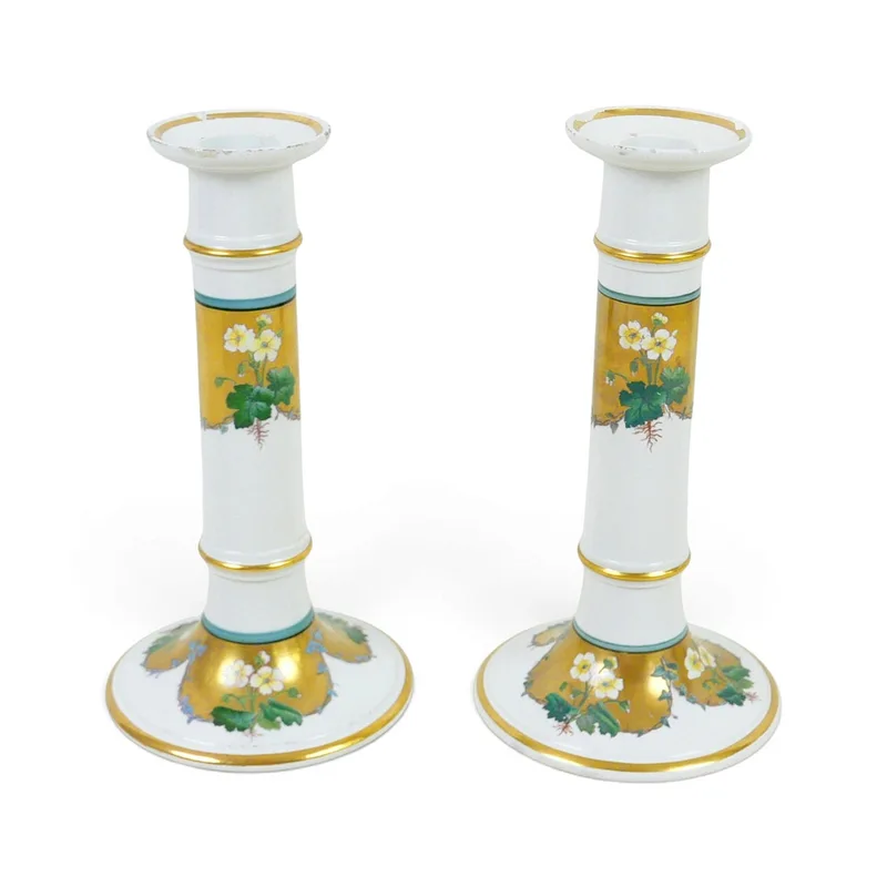 A Pair of Early 20th Century Minton Porcelain Candlesticks