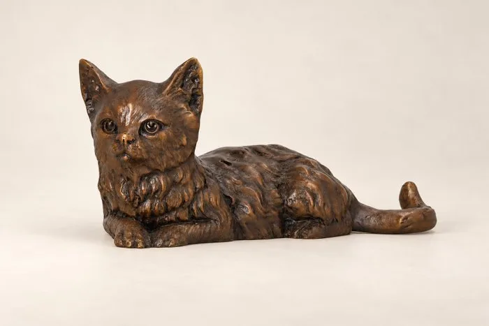 Figurine - Liggende kat - Bronze