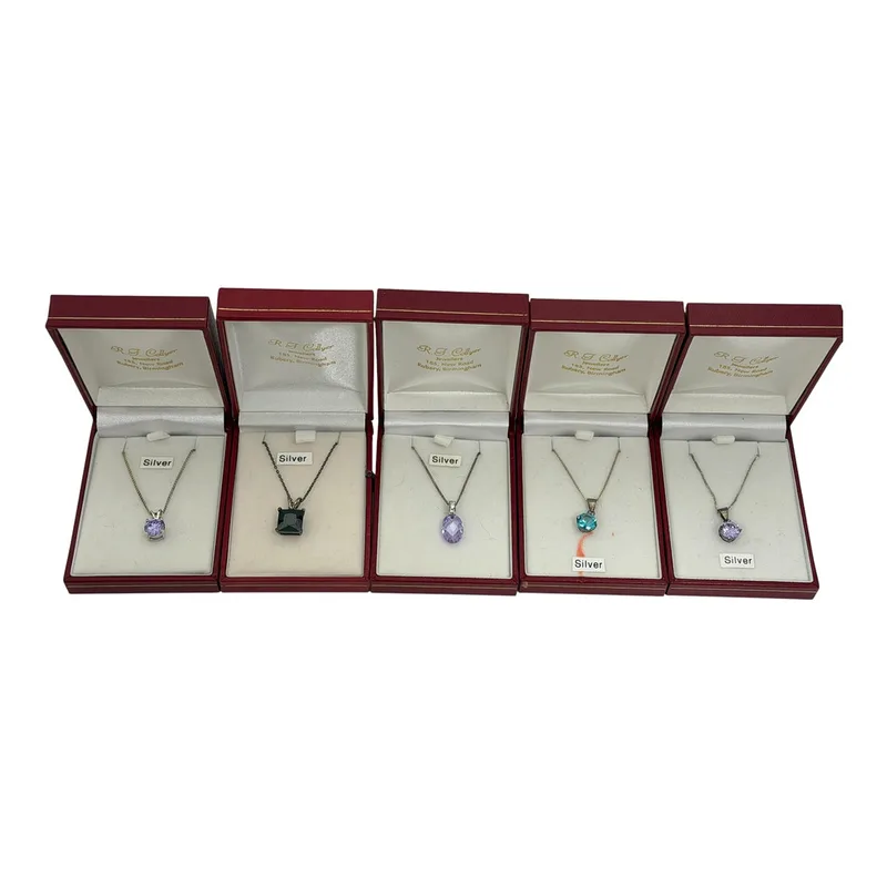 Five Silver and Gemstone Pendant Necklaces