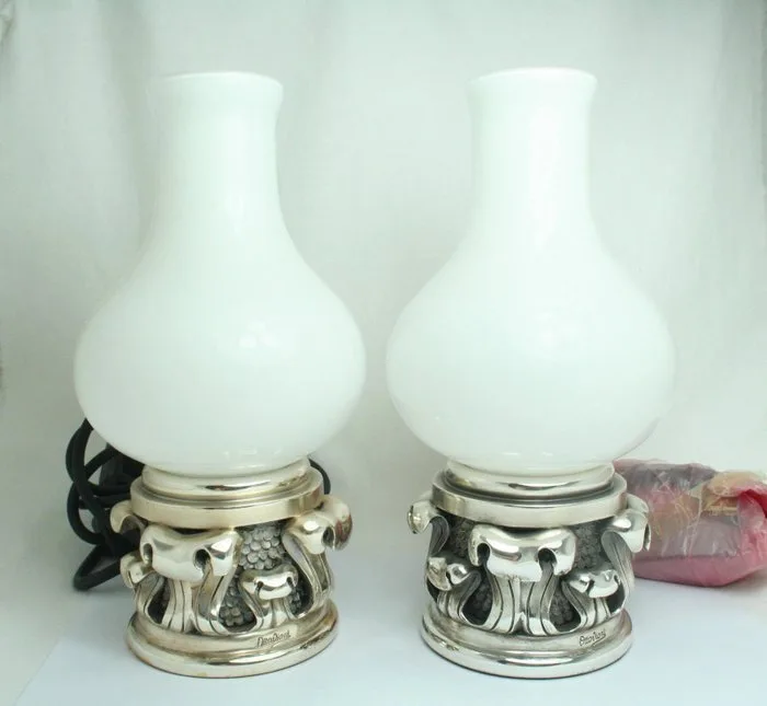 Table lamp - Silver - Pair of table lamps