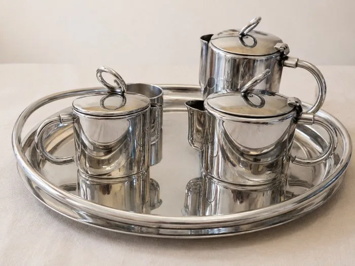 Christofle - Andrée Putman - Coffee and tea service (5) - Vertigo - Silverplated