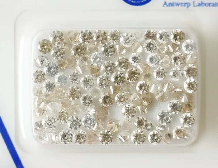 105 pcs Diamond (Natural) - 3.21 ct - Round - VVS1 - Antwerp Laboratory for Gemstone Testing (ALGT) - Mixed Colors VVS-I1