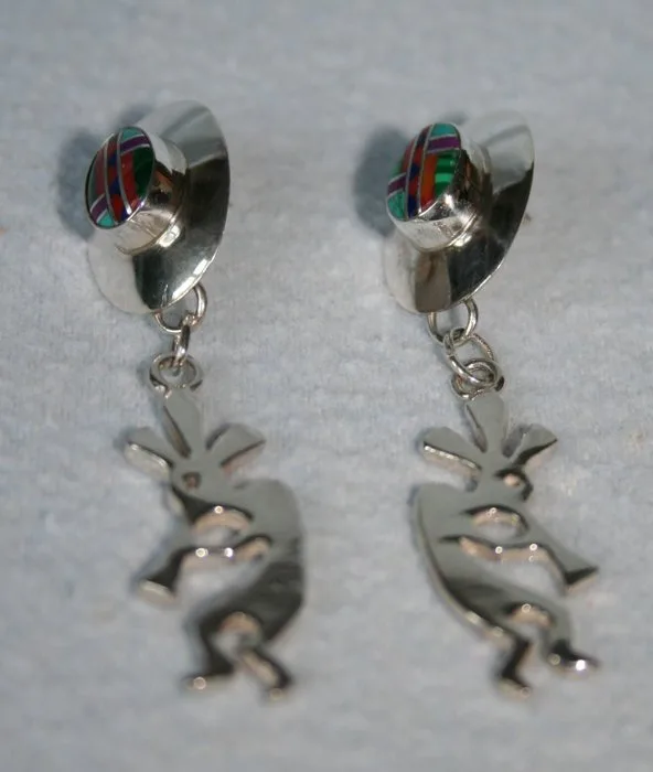 1 pair of earrings - Kokopelli - Zuni - U.S