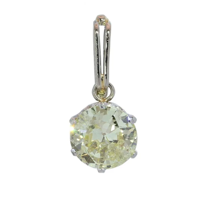Pendant Platinum - 1.35ct. tw. Yellow Diamond (Natural coloured) - Art Deco 1920's