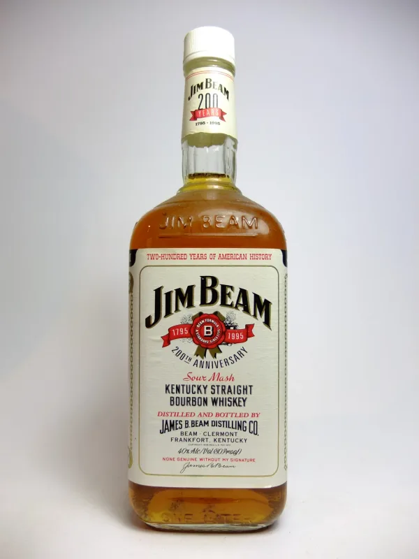 Jim Beam White Label 4 Year Old Kentucky Straight Bourbon Whiskey, Distilled 1991, Bottled 1995, 200th Anniversary Edition (1L, 40%)