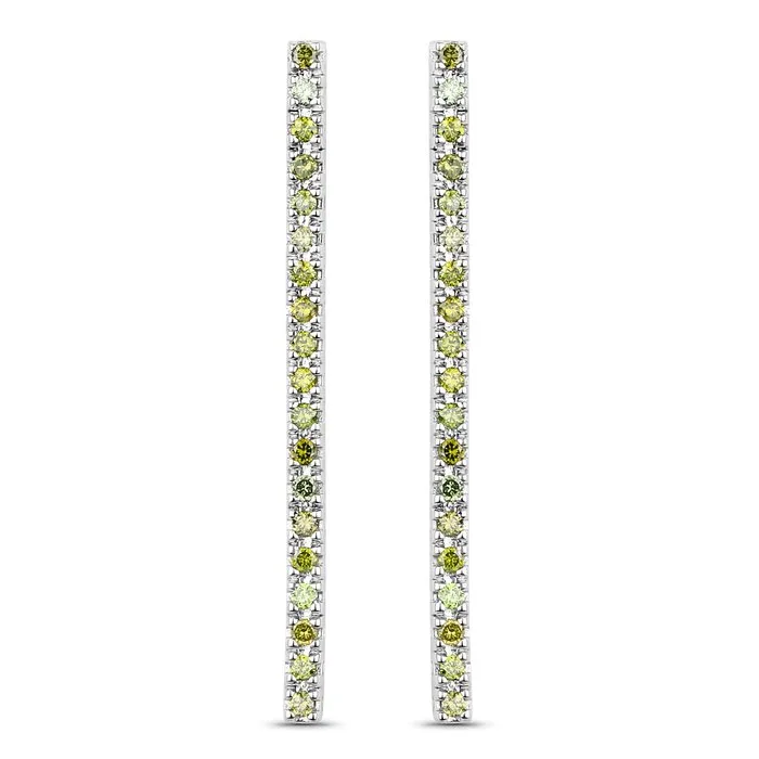 Earrings - 18 kt. White gold - 0.53ct. tw. Green Diamond (Colour-treated) - Certified Gold Jewelry