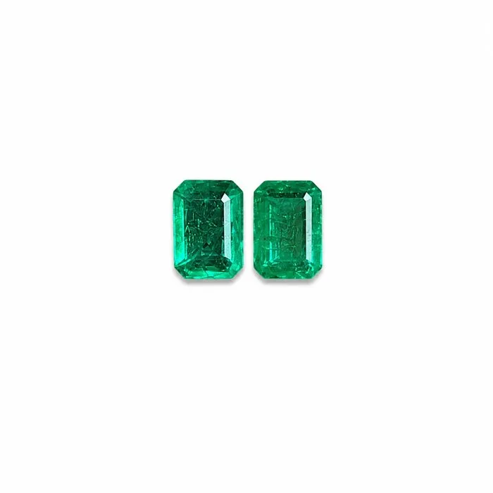 2 pcs Emerald - 2.21 ct - International Gemological Institute (IGI) - ZAMBIAN EMERALD PAIR