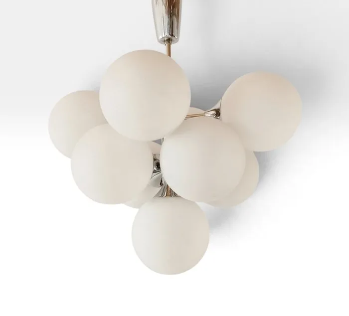 Hanging lamp - chromed metal, crystal