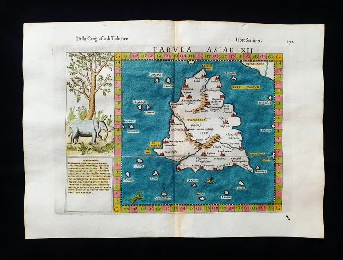 Asia - India / Sri Lanka / Ceylon / Colombo; Ruscelli - Magini - Malombra - Tolomeo - Tabula Asiae XII - 1581-1600