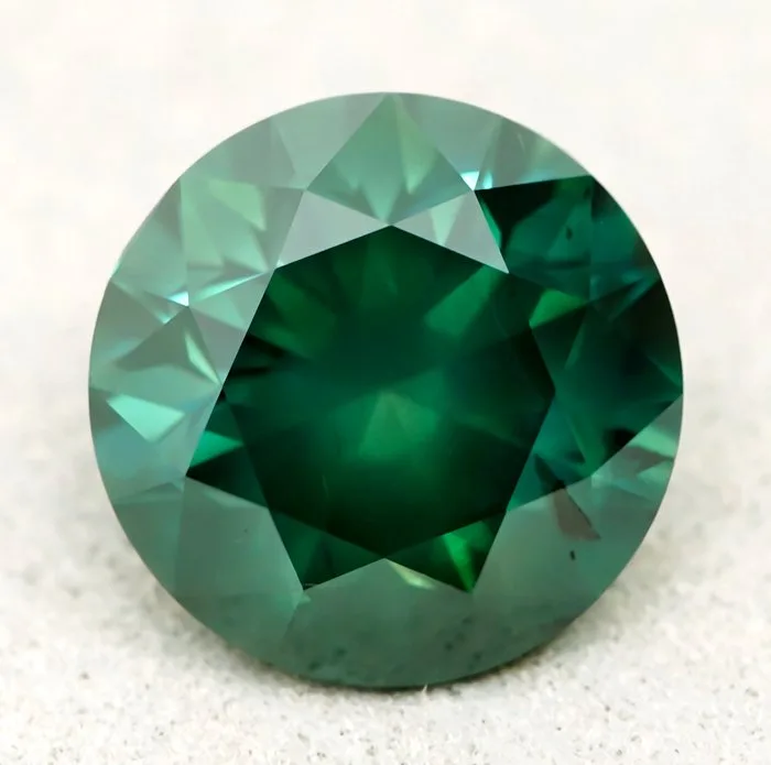 1 pcs Diamond (Colour-treated) - 1.60 ct - Round - Fancy deep Bluish Green - I2 - Gem Report Antwerp (GRA)