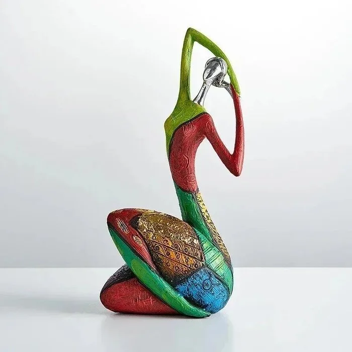 Sculpture, Colourful Abstract Woman Figurine – Contemporary Resin Sculpture – Hand-Painted Effect - 26 cm - Resin