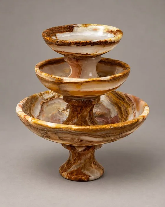 Platter (3) - Luxurious decorative mini fruit bowls - Pakistani green onyx – solid natural stone