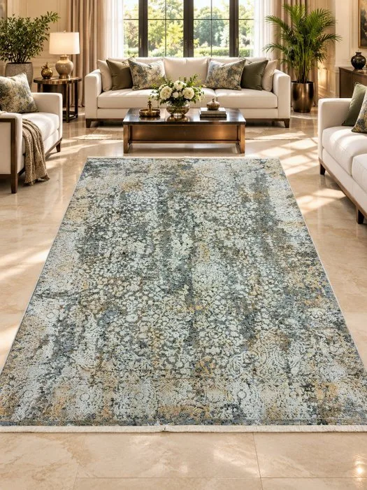 Smoky Grey & Golden Beige Luxury Modal Silk Rug – Vintage Persian Design – 1500 Reeds - Rug - 230 cm - 160 cm - New - Unused