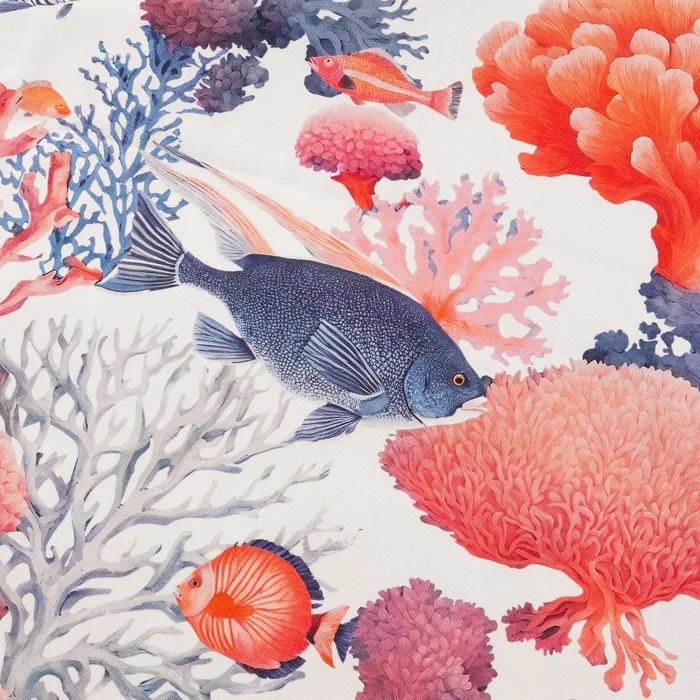 Cotton upholstery fabric GCFabrics – Marine motif with corals and fish on a light background – - Upholstery fabric - 300 cm - 280 cm