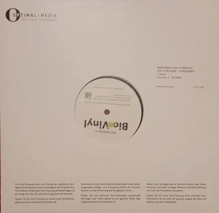Cat Stevens - Foreigner - LP - Test pressing - 1973