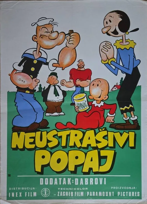 Cartoons - Popeye, Tom & Jerry, Donald Duck – Set of 5 Original Vintage Yugoslav Cinema Posters - 1960s