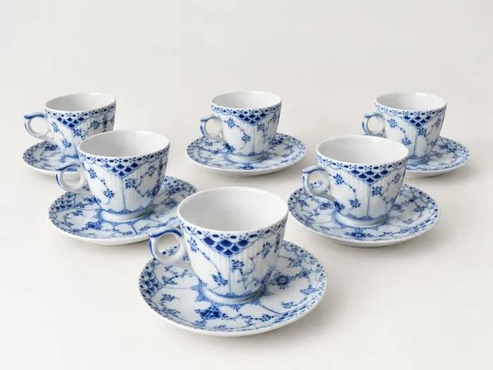 Royal Copenhagen - Arnold Krog - Coffee service (6) - Blue Fluted Plain - Porcelain