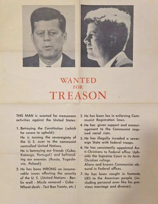 Anonymous - KENNEDY, John Fitzgerald – WANTED FOR TREASON (RICERCATO PER TRADIMENTO) - 1960s