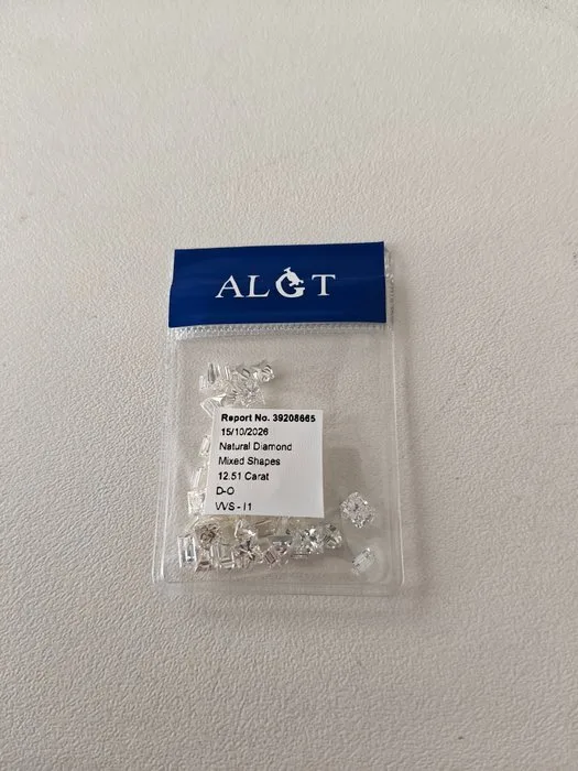 50 pcs Diamond (Natural) - 12.51 ct - Mixed shape - D (colourless) - VVS1, I1 - Antwerp Laboratory for Gemstone Testing (ALGT)