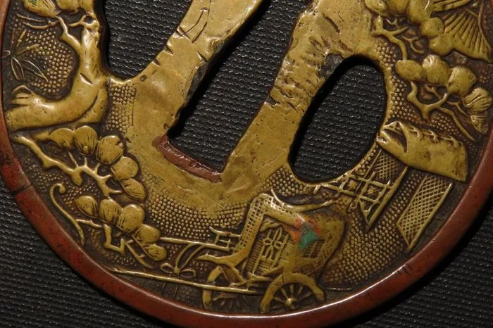 Katana - Brass, Suaka - C6-266 Daito Scenery Tsuba - Japan - Edo Period (1600-1868)