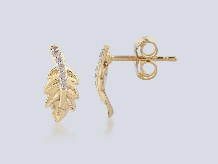 Earrings - 14 kt. Yellow gold - 0.05ct. tw. Diamond (Natural)