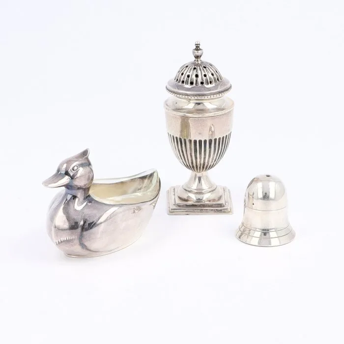 Deakin & Francis Ltd. & Mappin Brothers (Birmingham, 1890 & 1989) & Jezler & Cie. - Caster (3) -.925 silver,.999 silver