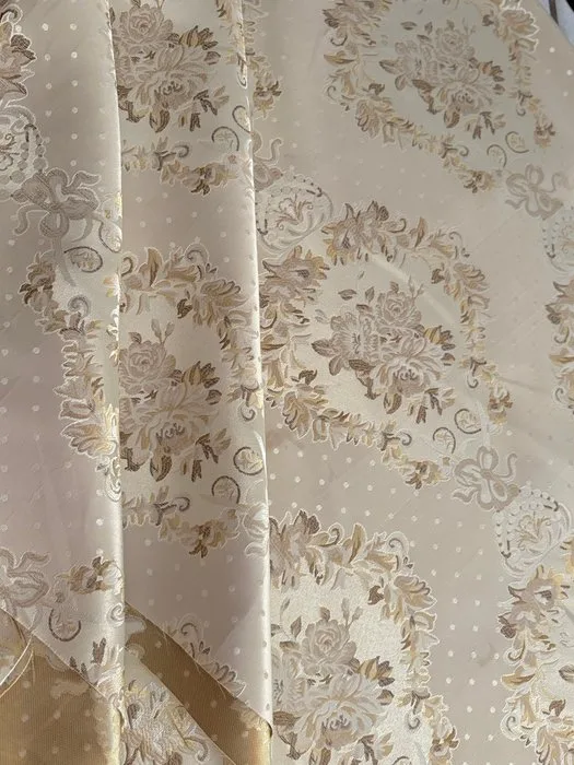 San Leucio damask fabric in cornflower powder champagne - silk blend - Textile - 2.22 m - 2.94 m