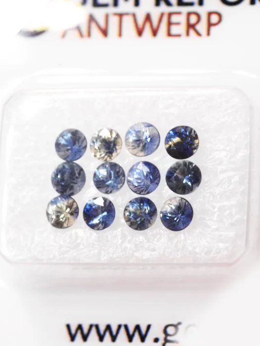 12 pcs Green, Blue Sapphire - 2.03 ct - Gem Report Antwerp (GRA)