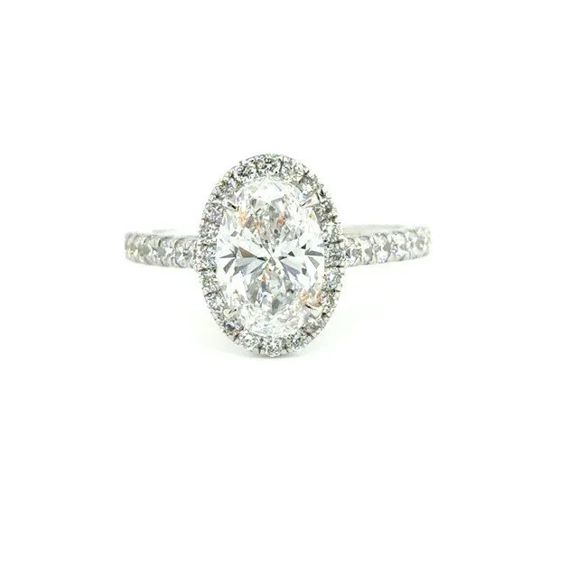 Ring - 14 kt. White gold - 2.48ct. tw. Diamond (Lab-grown) - Diamond - 1.91 Ct Oval E VVS1 Lab-Grown Diamond Ring – 14K White Gold – IGI