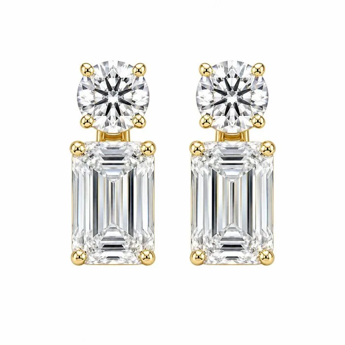 Earrings - 14 kt. Yellow gold - 4.08ct. tw. Diamond (Lab-grown) - Diamond